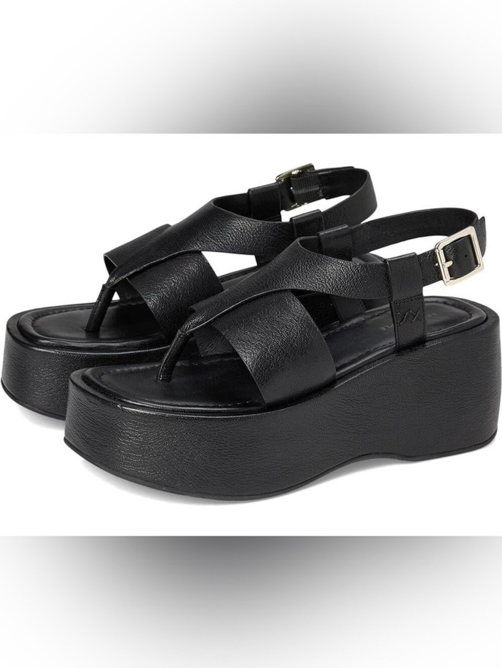 Free People Holt Black Leather Platform Size 7.5 Sandals